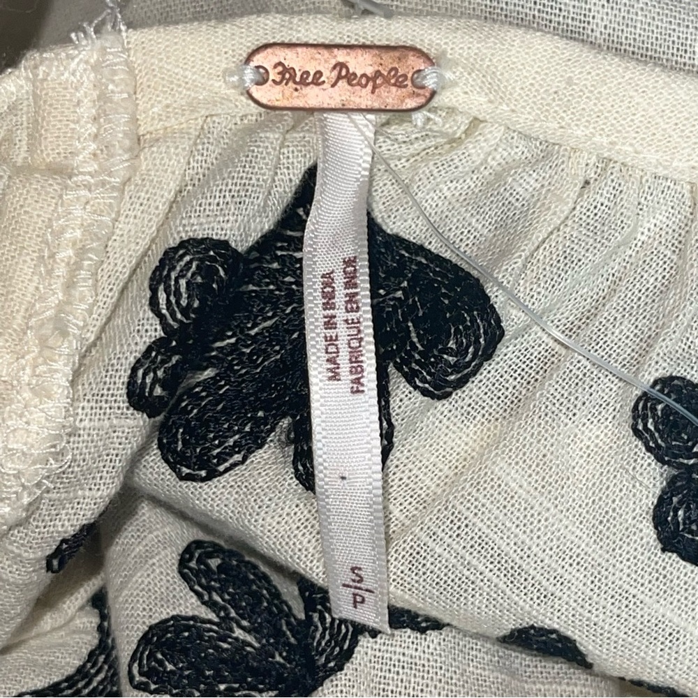 Free People Women’s Fiona Embroidered Mini Dress Ivory Combo Boho Size Small - Picture 5 of 16